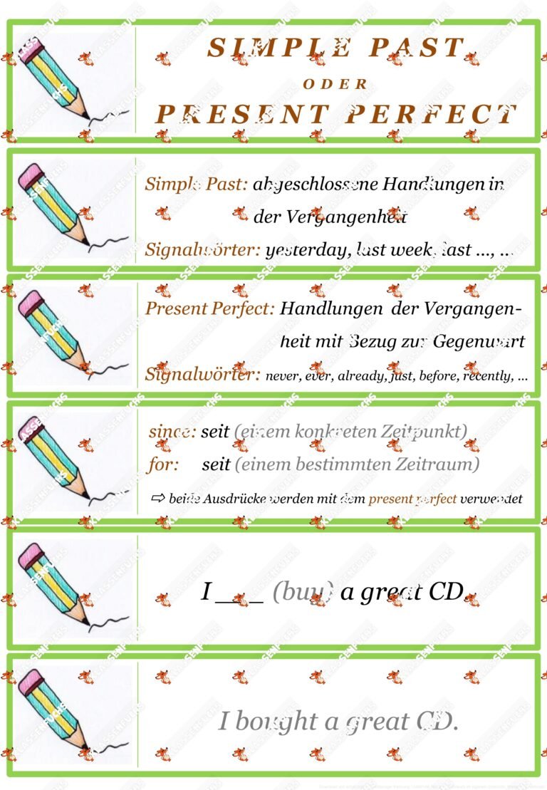 Englisch: Simple Past oder Present Perfect – Übungskarten